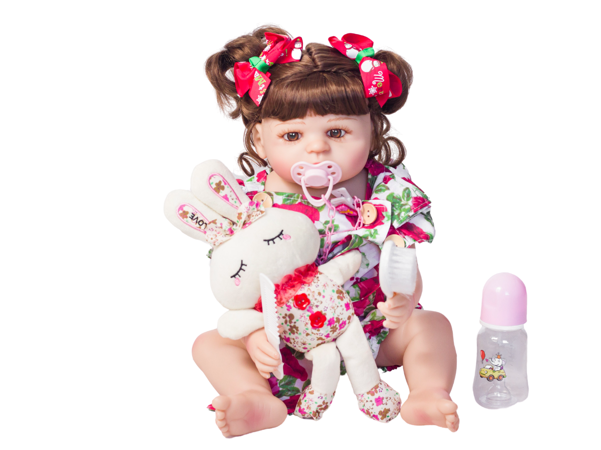 Bebe Reborn Silicone Boneca Realista Com Escova Prendedor De Chupeta E Pente Brastoy 55cm Pao De Acucar