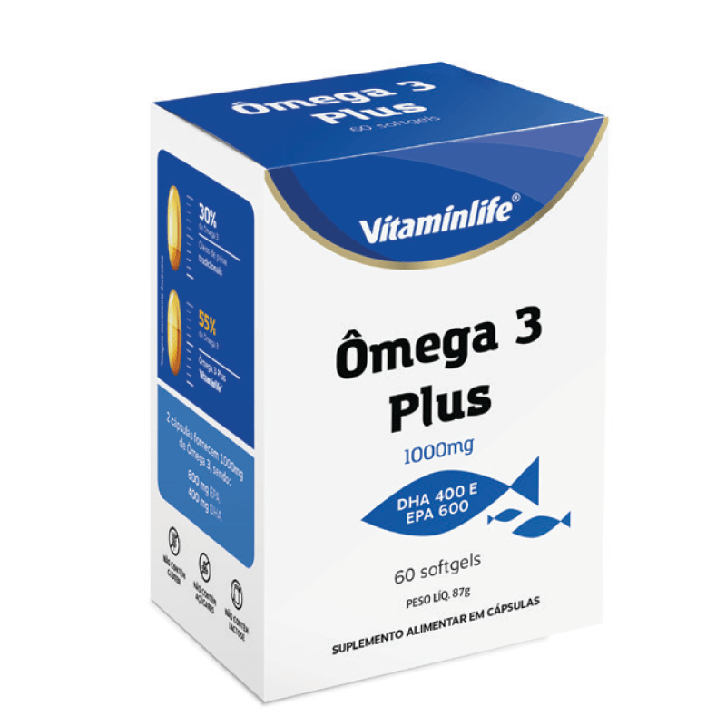 Ômega 3 Plus 1000mg Vitaminlife 60 cápsulas Ômega 3 Plus 1000mg 60caps