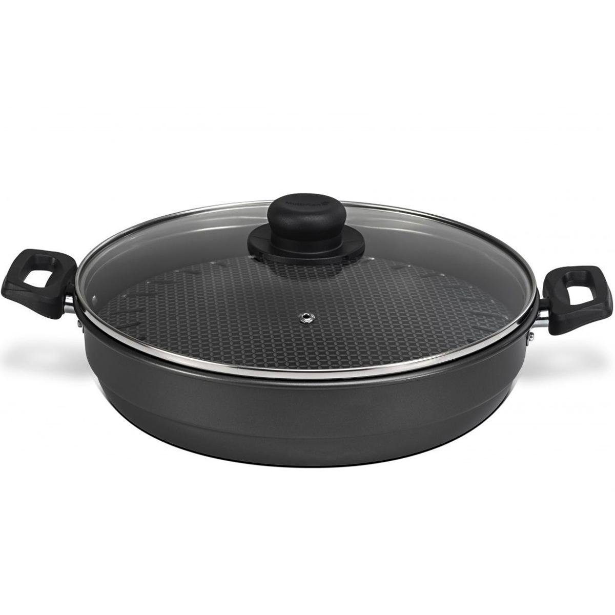 Panela Churrasqueira De Fogão 28cm Antiaderente Com Tampa De Vidro ...