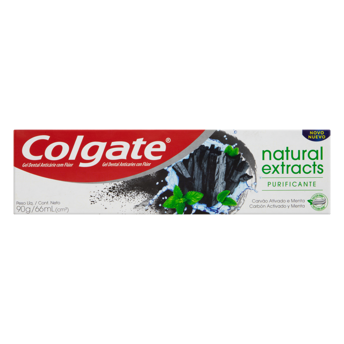 Gel Dental Carvão Ativado Menta Colgate Natural Extracts Purificante Caixa 90g