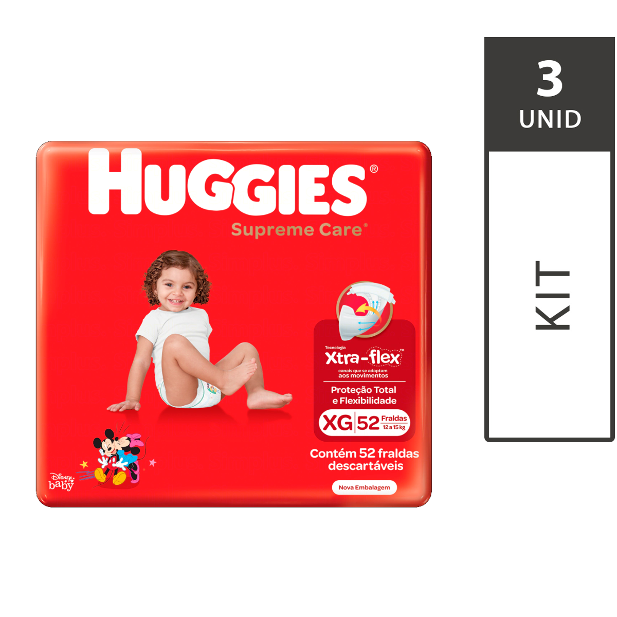 Kit Com 3 Fraldas HUGGIES Supreme Care XG - 52 Fraldas Cada | Pão De Açúcar