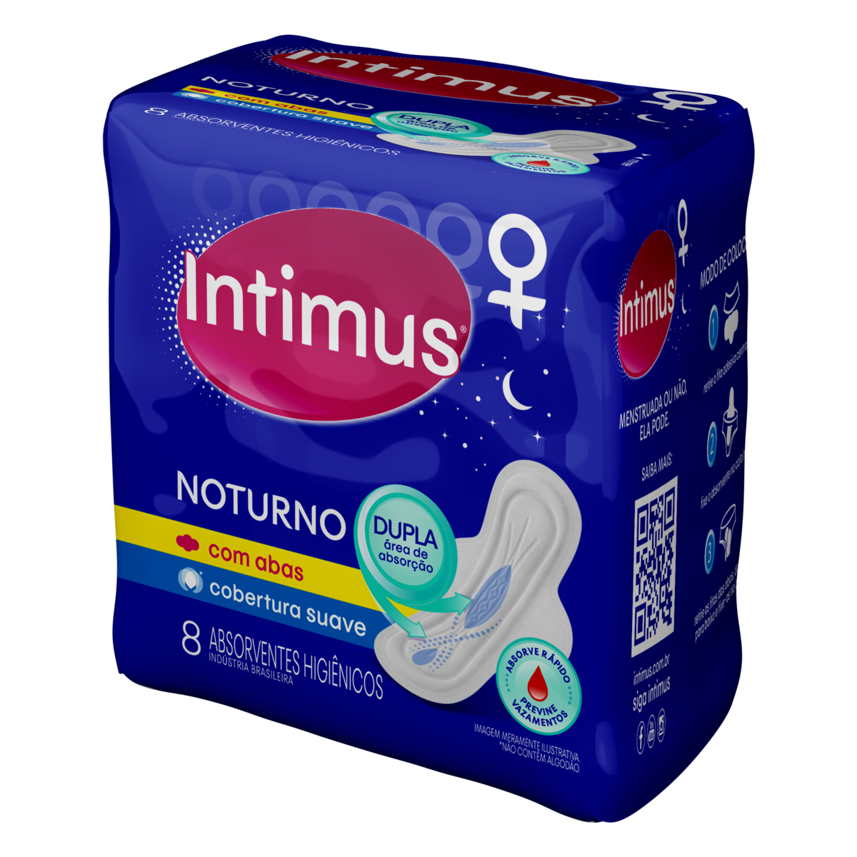 Absorvente com Abas Suave Intimus Noturno Pacote 8 Unidades