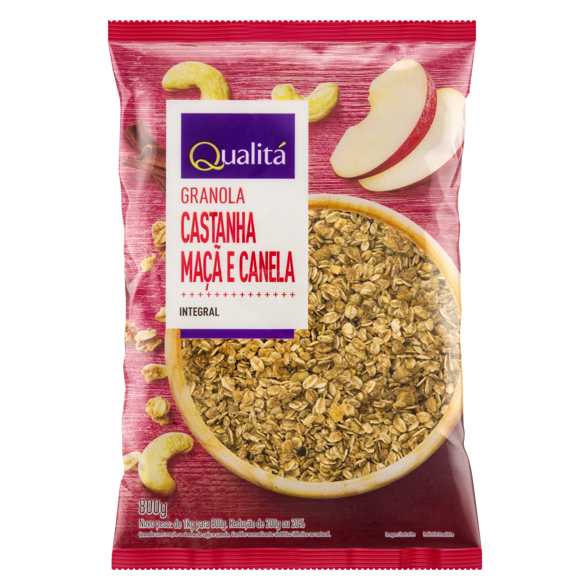 Granola QUALITÁ Castanha, Maçã e Canela Pacote 800g Pão de Açúcar