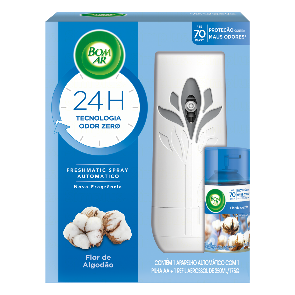 Aparelho e Neutralizador de Odores Flor de Algodão Freshmatic Bom Ar Caixa 250ml