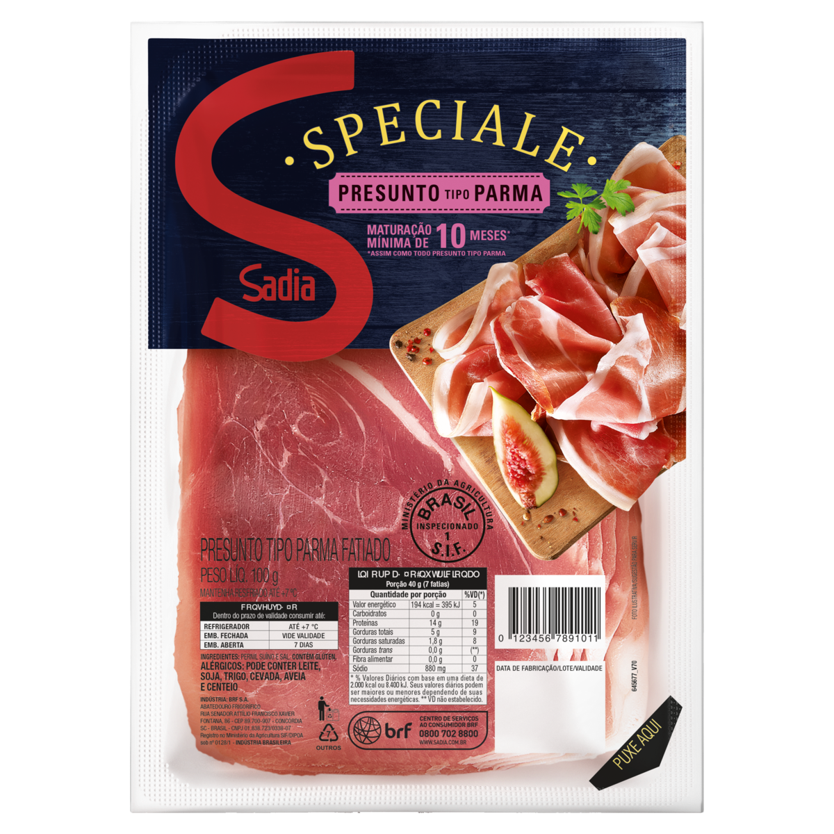 Presunto Parma Fatiado Sadia Speciale 100g