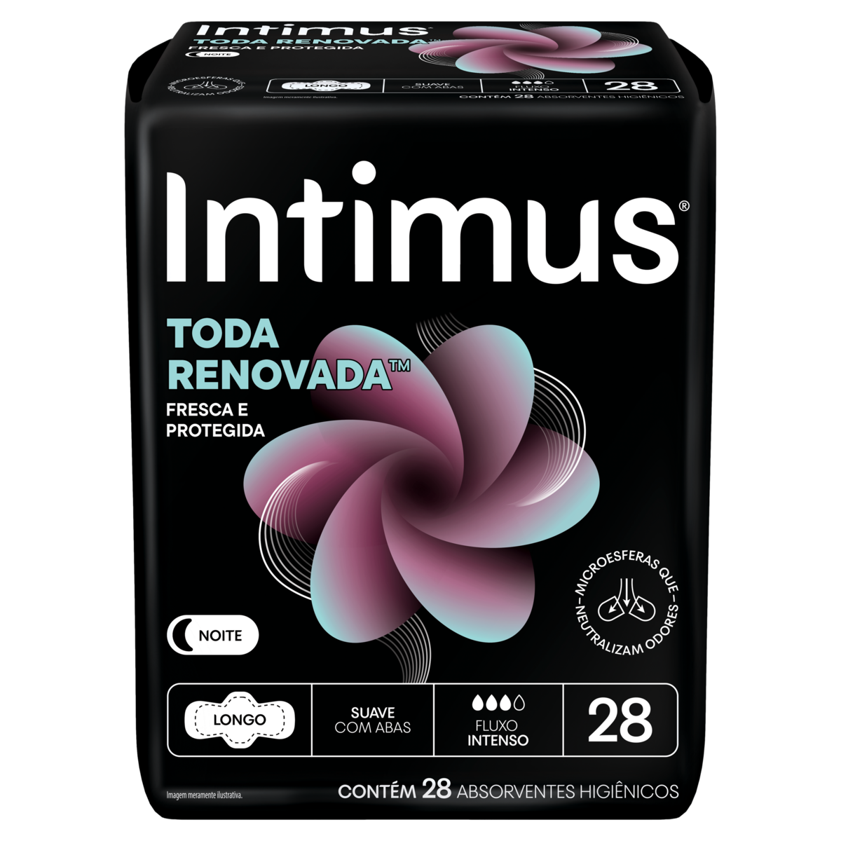 Absorvente com Abas Dia e Noite Ultrafino Extra Suave Intimus Pacote 28 Unidades Leve Mais Pague Menos