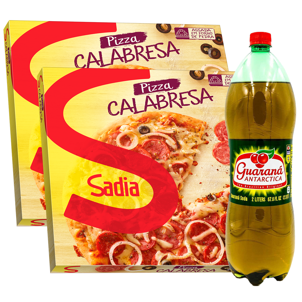 Pizza Calabresa Sadia 460g + Guaraná Antarctica 2L