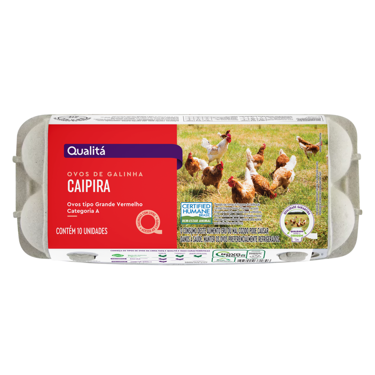 Ovos Caipira Grande Qualitá Bandeja 10 Unidades