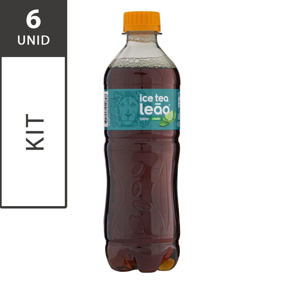 Kit com 6 Chás Preto Limão Leão Ice Tea Garrafa 450ml Cada Pão de Açúcar