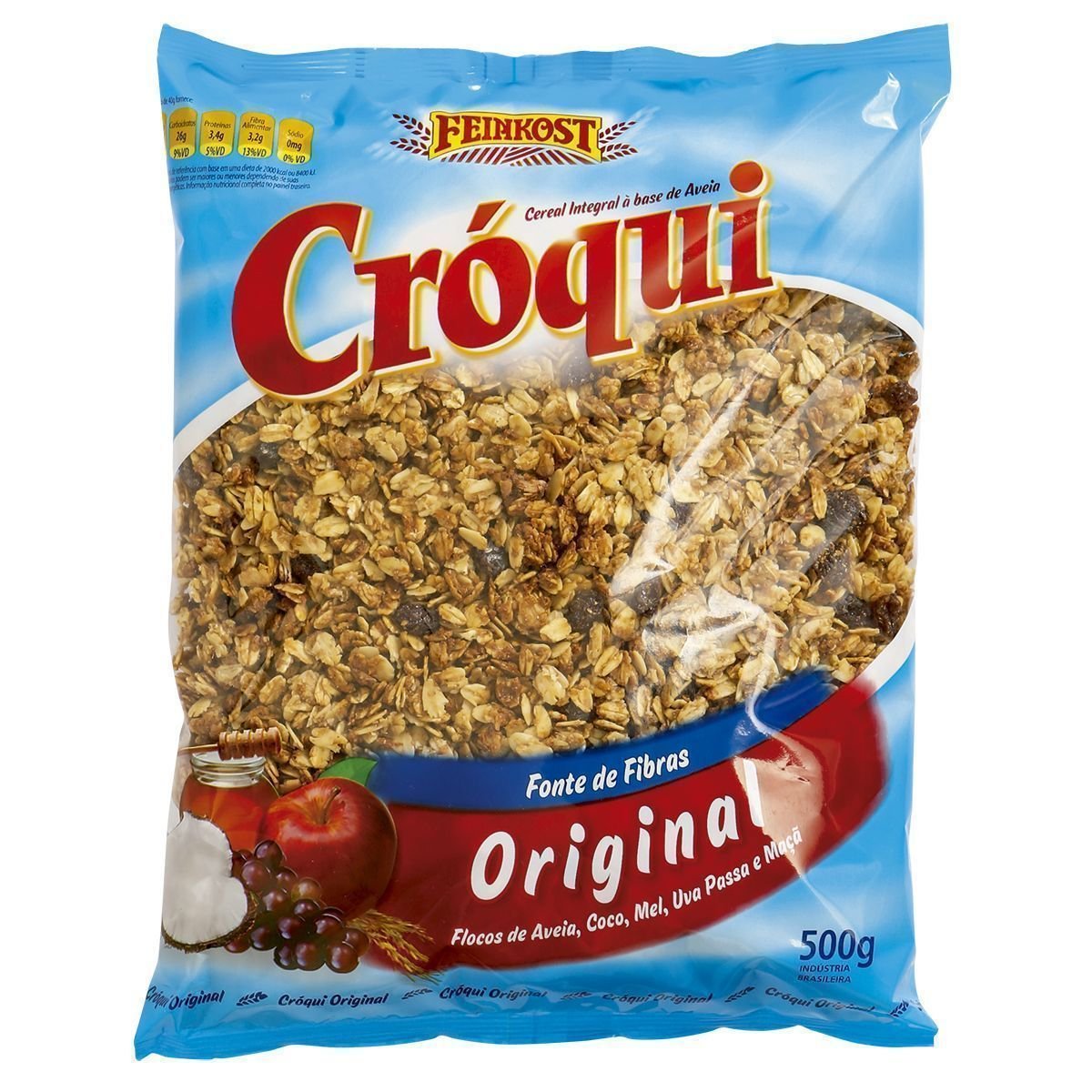 Cereal Integral à Base de Aveia CRÓQUI Original Pacote 500g Pão de Açúcar