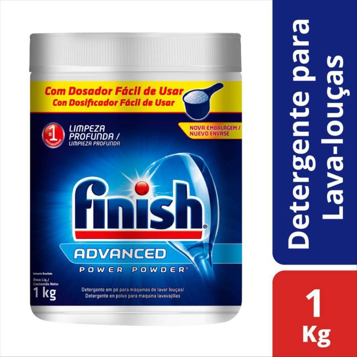 Detergente Pó para Máquina de Lavar Louças Finish Power Powder Advanced Pote 1kg