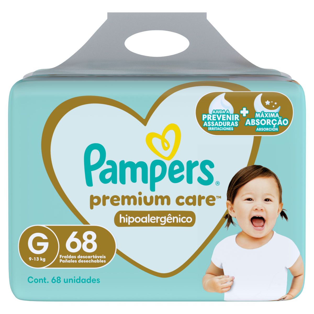 Fralda Descartável Infantil Pampers Premium Care G Pacote 68 Unidades