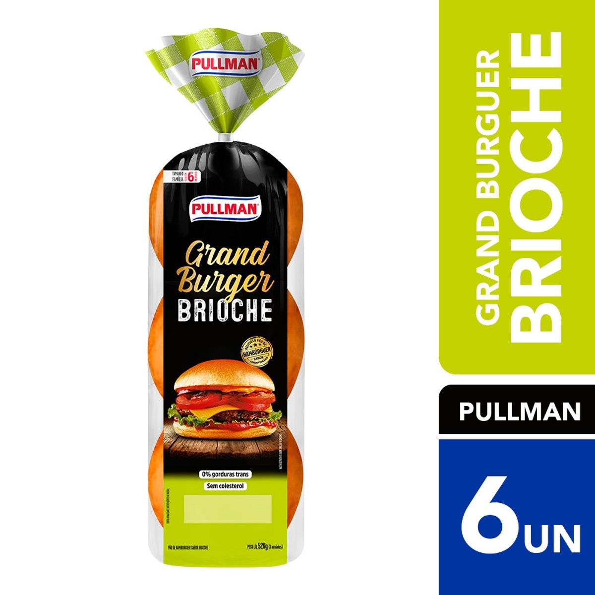 Pão para Hambúrguer Brioche Pullman Grand Burger Pacote 520g Tamanho Família