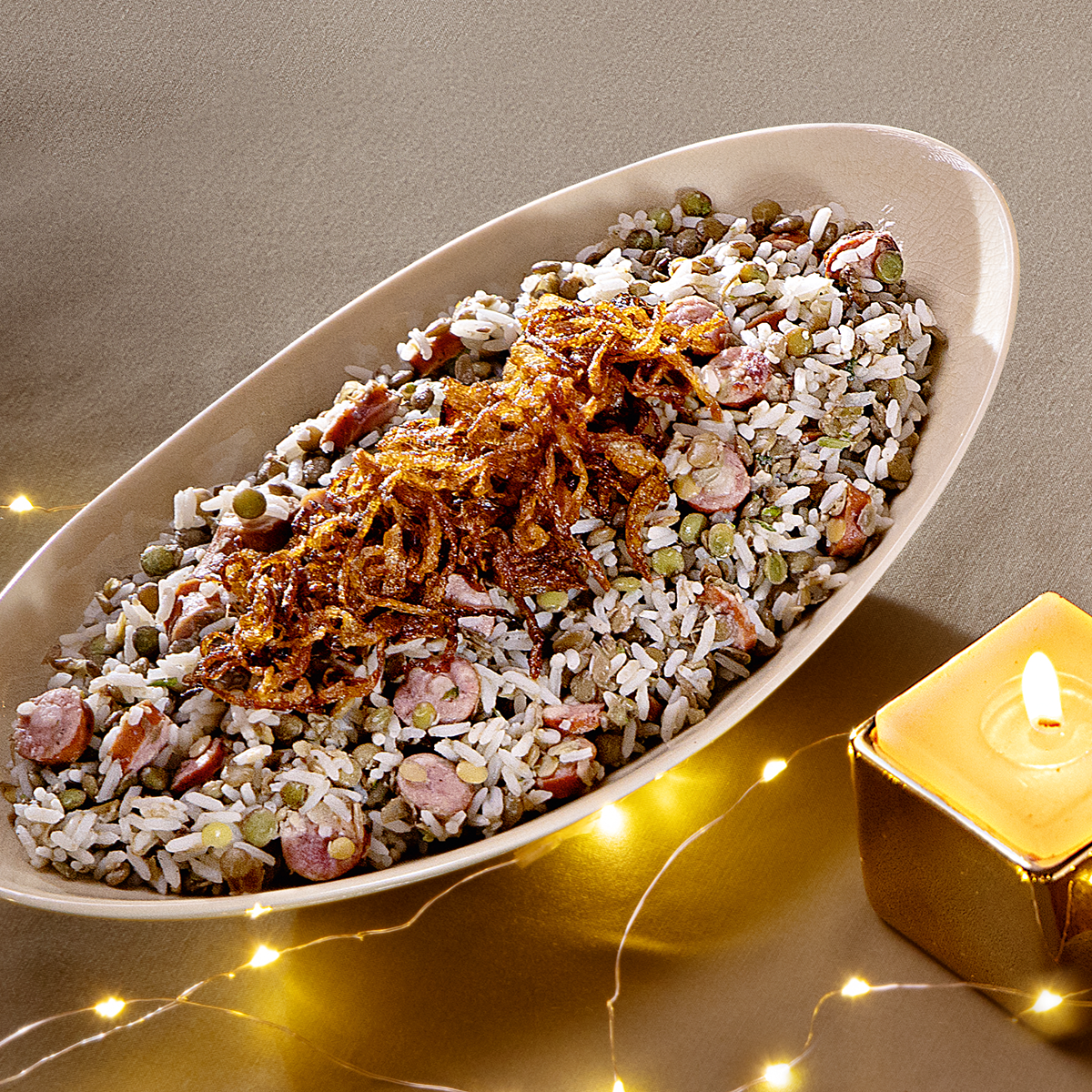 Arroz Com Lentilha , Linguiça e Cebola Dourada 500G