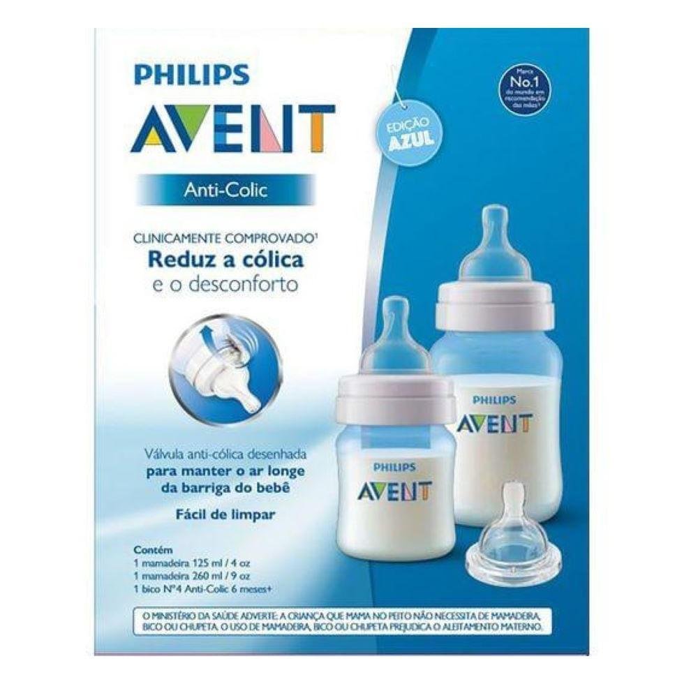 kit mamadeira anti colic philips avent clássica 125ml 260ml