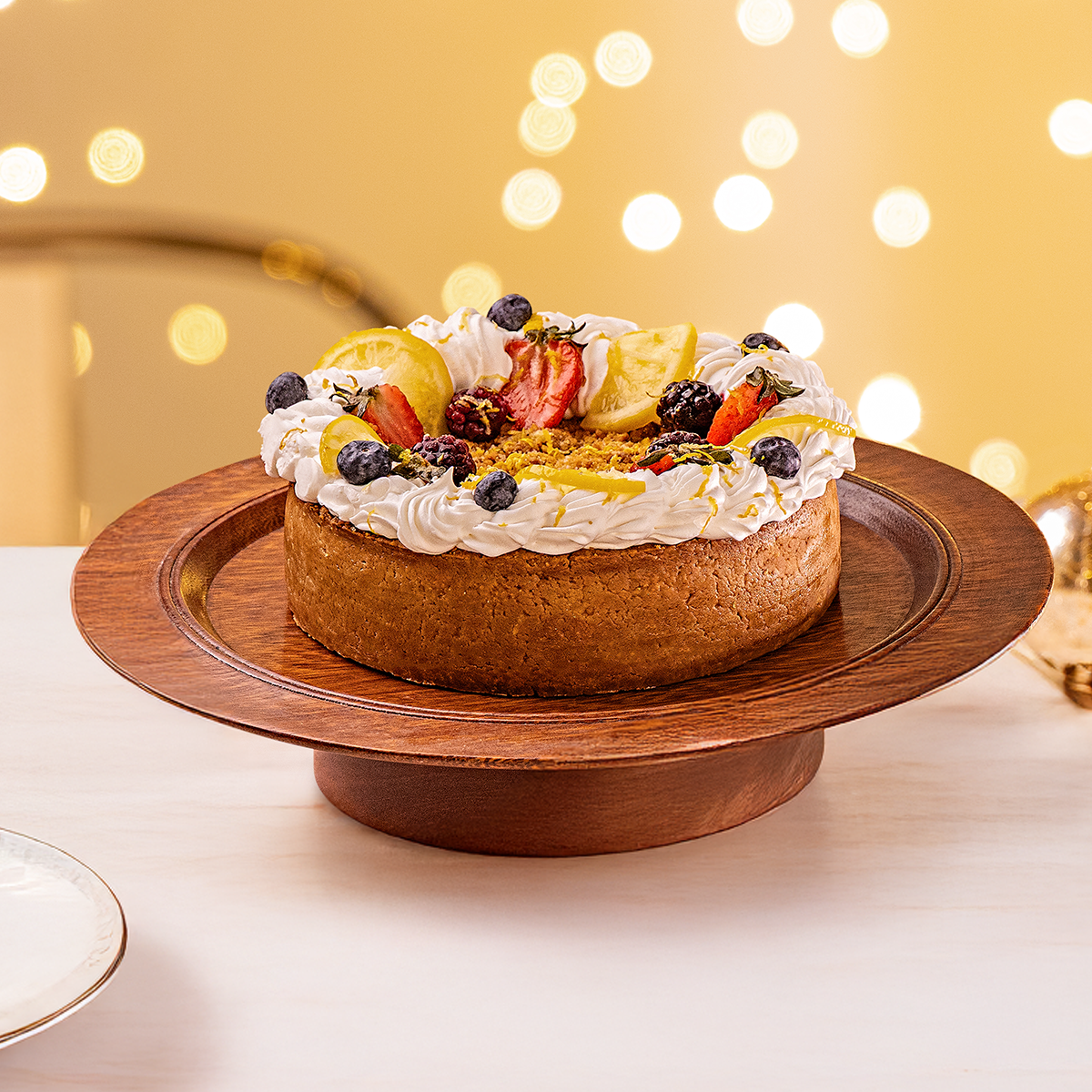 Torta Basca Natalina Limão Siciliano e Frutas Vermelhas 1,3Kg