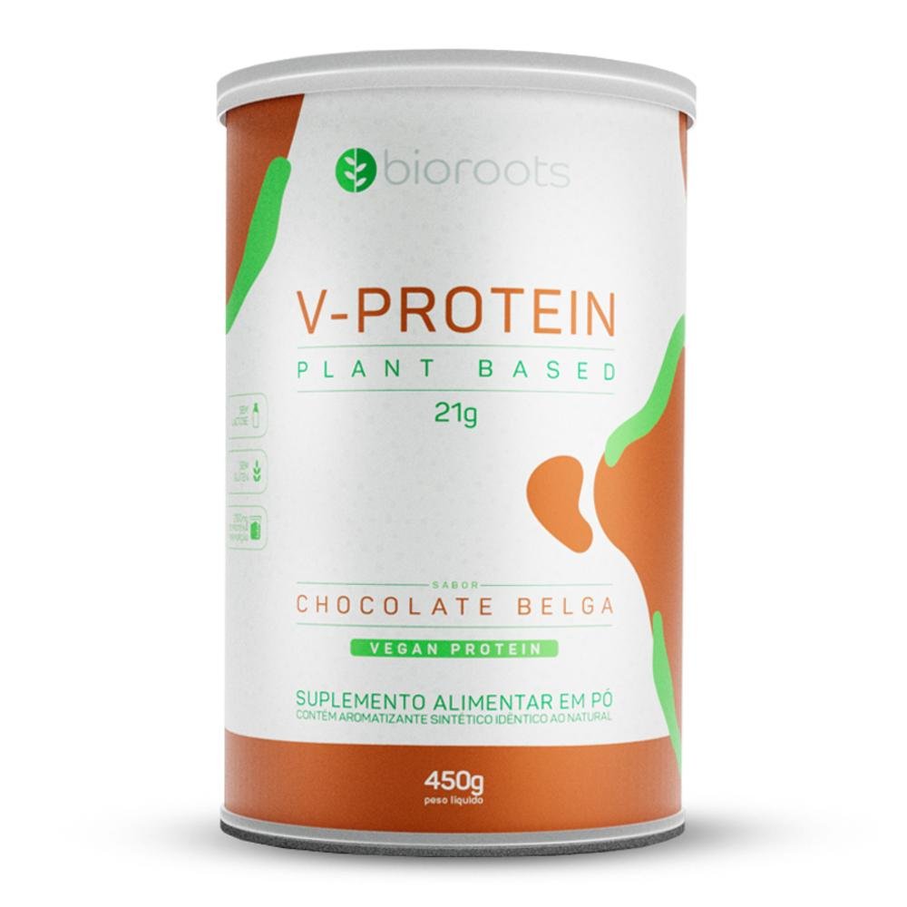 V Protein Proteína Bioroots Vegana Chocolate Belga 450g Pão De Açúcar 0209