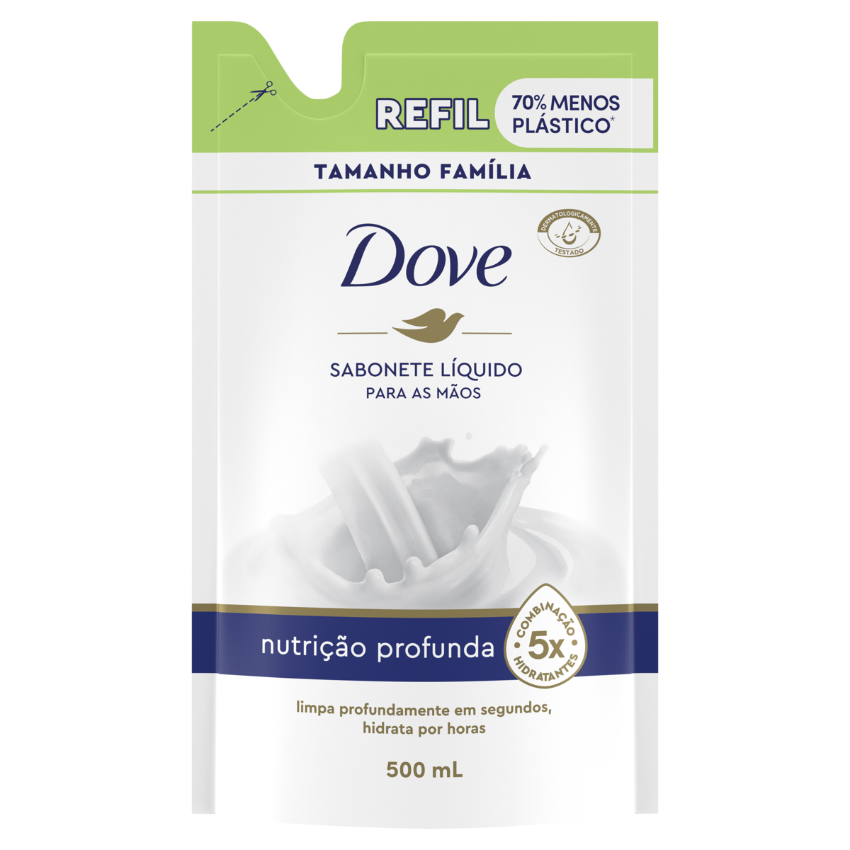 Sabonete Líquido para as Mãos Dove Nutrição Profunda Sachê 500ml Refil Leve Mais Pague Menos
