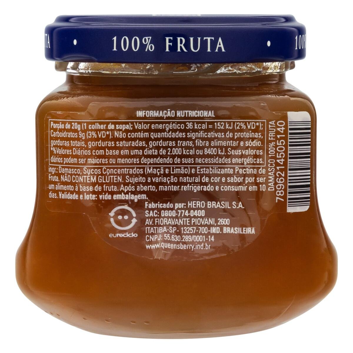 Geleia de Damasco 100% Fruta 300g - queensberry