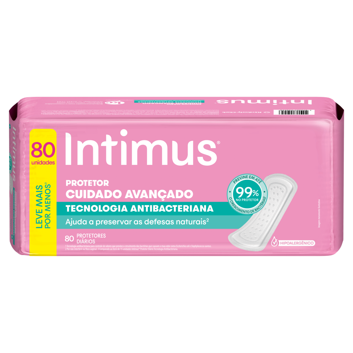Protetor Díário Intimus® Tecnologia Antibacteriana - 80 un