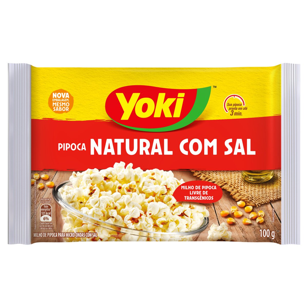 Pipoca para Microondas Sabor Natural YOKI com Sal 100g