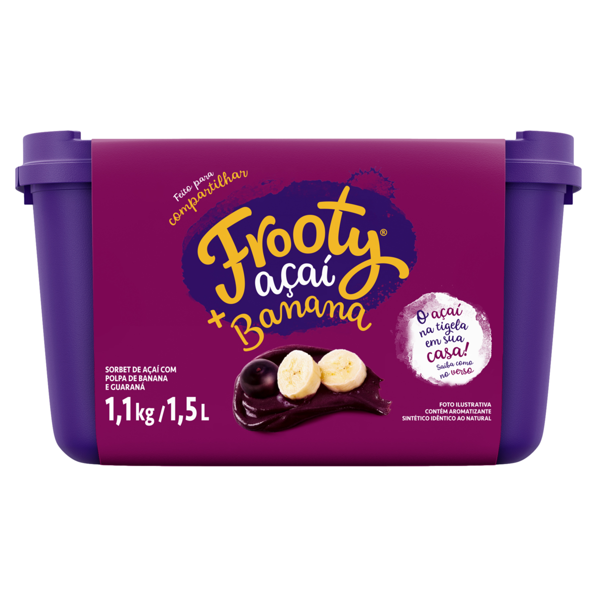 Sorbet Açaí e Banana Frooty Pote 1,5l